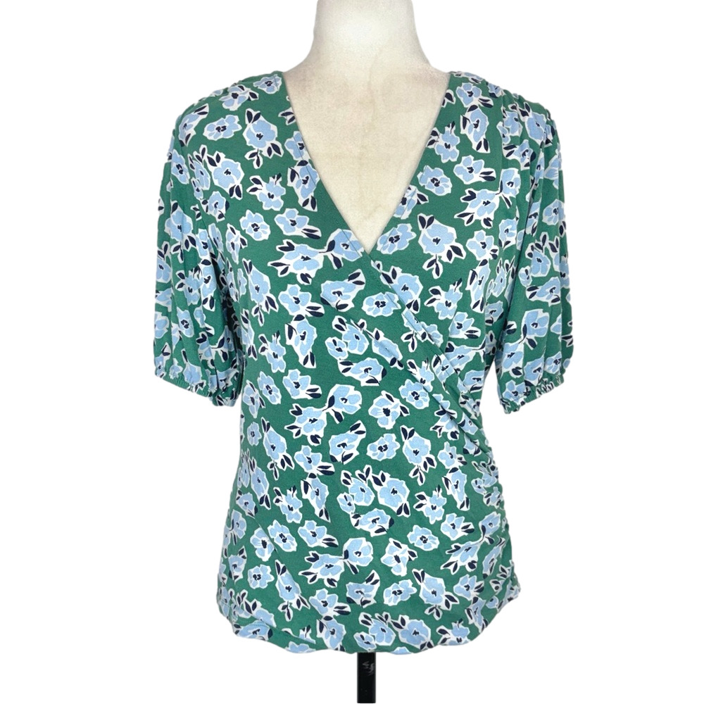 Max Cocos green floral wrap blouse